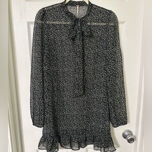 Free People Black Floral Long Sleeve Dress